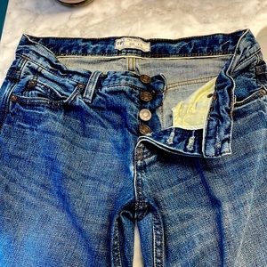 Free People size 26 wide leg distressed hem button fly jeans